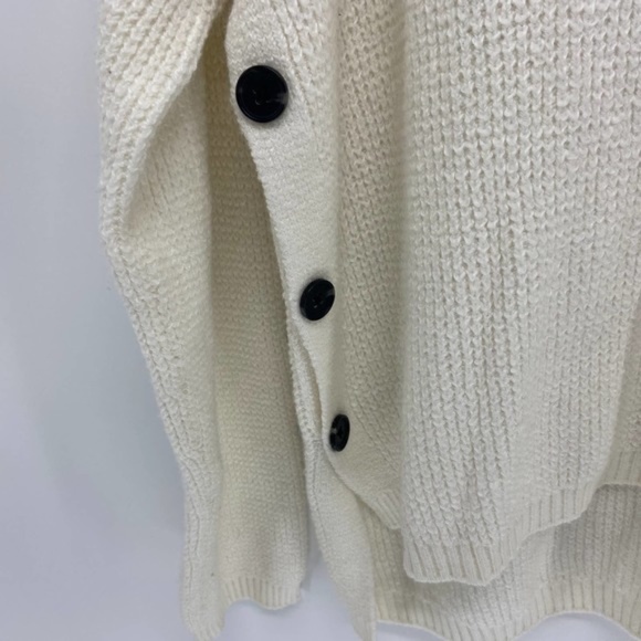 1 State White Waffle Turtleneck Button Sweater XS - Picture 3 of 4